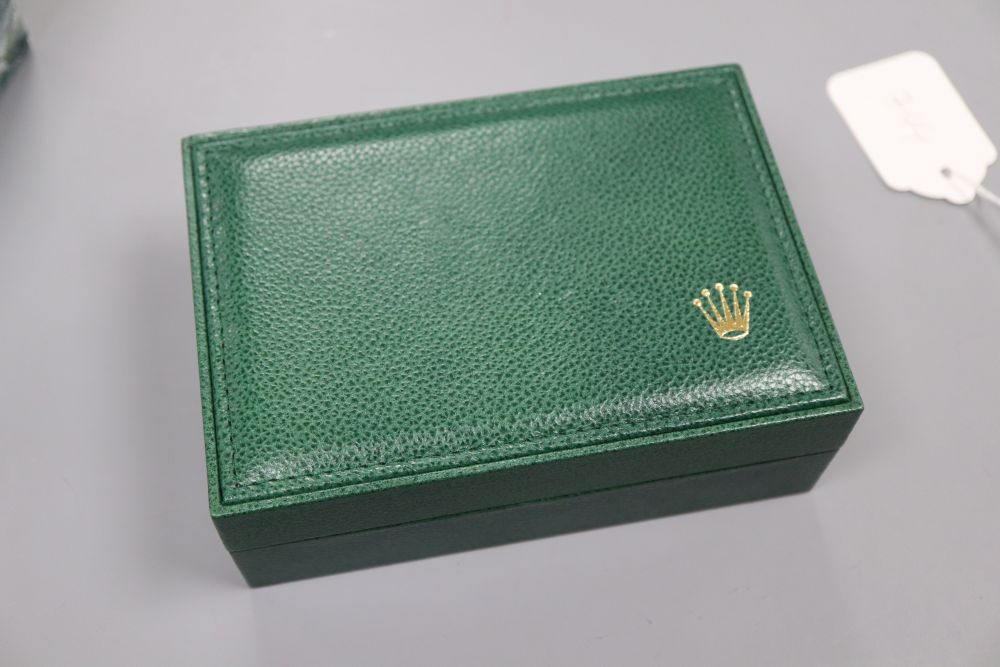 A ladys steel and yellow metal Rolex Datejust wrist watch with diamond set after market? dial, with box and certificate.